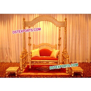 Wedding Stylish Gold <b>Swing</b> Golden Crown Wedding Stage <b>Swing</b> Jhula Indian Wedding Stage <b>Swing</b> Hood Australia Trending <b>Wooden</b> <b>Set</b> - Product Image 1