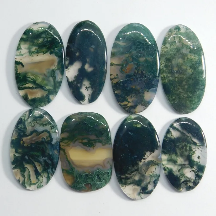 Natural Green Moss Agate Top Quality Gemstone Moss Agate Loose Cabochons Stone For Making Jewellery & Drill Pendant Stone