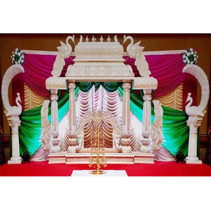 Mandap de mariage royal sri-lankais Manavari, Mandap blanc de mariage sri-lankais, Mandap décoratif en fibre pour mariage tamil, Londres - Product Image 1