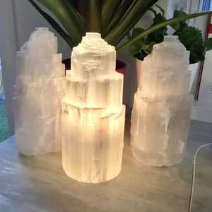 Cristales de Chakra naturales, torre de selenita curativa tallada, lámparas de selenita para curación, venta al por mayor - Product Image 2
