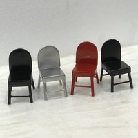 Meubles miniatures en fer et métal brillant, échelle 1:12, mobilier Miniature coloré pour maison de poupée, ensemble de chaises