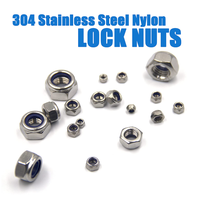 Kit d'assortiment d'écrous DIN 170 résistance à la rouille sus 985 insertion en nylon écrou de blocage hexagonal 304 pièces
