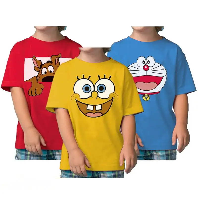 Nueva camiseta personalizada de 100% algodón barata para niños y bebés, ropa para niños de color sólido para niños