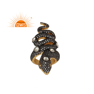 Anillo de plata de ley con forma de serpiente y GEMA de circonia cúbica para mujeres - Product Image 1