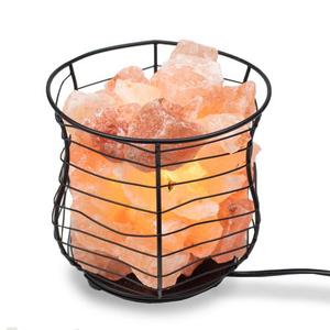 Cesta de hierro Lámpara decorativa Tallada Rosa Sal del Himalaya Ecológico Feng Shui Pirámide Cuenco Flor Amor Estilos-Artesanías naturales - Product Image 2