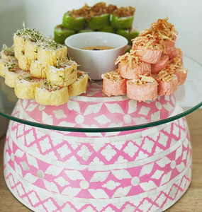 Bandeja de servicio con forma de flor de madera de alta calidad, con nácar brillante, la mejor opción para el Ramadán - Product Image 4