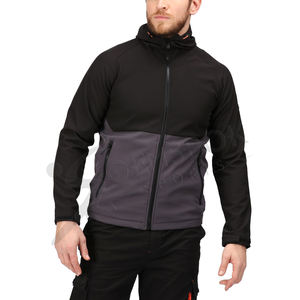Veste Softshell Respirante pour Homme Gris Noir à Capuche Col Montant Imperméable Coupe-Vent Extérieur Fermeture Éclair Légère Nouveauté - Product Image 1