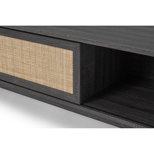 High Quality <b>Modern</b> Design Natural Rattan with Black Wood Media Units & <b>TV</b> <b>Stands</b> for Living Room - Product Image 3