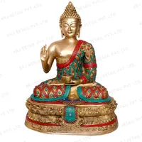 הודי פליז טיבט בודהיזם אלוהים בודהה פסל שיבוץ דקור פסל מתנה איידול למכירה 20"