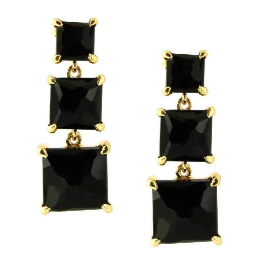 925 Sterling Silver Black Onyx Cushion Shape Beautiful Gemstone Earrings
