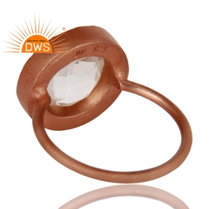 Anillo de Plata de Ley 925 con Cristal Blanco y Topacio, Anillo de Piedras Preciosas Chapado en Oro Rosa de 18k, Joyería de Diseñador al por Mayor - Product Image 3