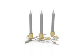 Hot Vantage Modern Fancy New Design Premium Fundición de aluminio Diseño único Soporte de vela con 3 velas y soporte de vela plegable - Product Image 2