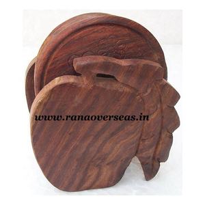 Dessous de verre rond en bois au design moderne de qualité supérieure avec support en forme de pomme pour café et table à manger - Product Image 2