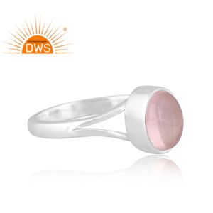 Newly Design 925 Fine Sterling Silver Natural Rose Quartz Gemstone <b>Split</b> Band <b>Ring</b> Jewelry Manufacturer - Product Image 3