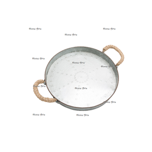 Superior Quality Tea Coffee Serving Tray In Galvanized <b>Chocolates</b> Tray With Rope Handles For Home Hotel Usage - Product Image 1