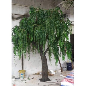 Customized Cheap 400cm Height Large Indoor Artificial Green <strong>Willow</strong> <strong>Tree</strong> Plant , Large Fiberglass Artificial <strong>Tree</strong> - Product Image 2