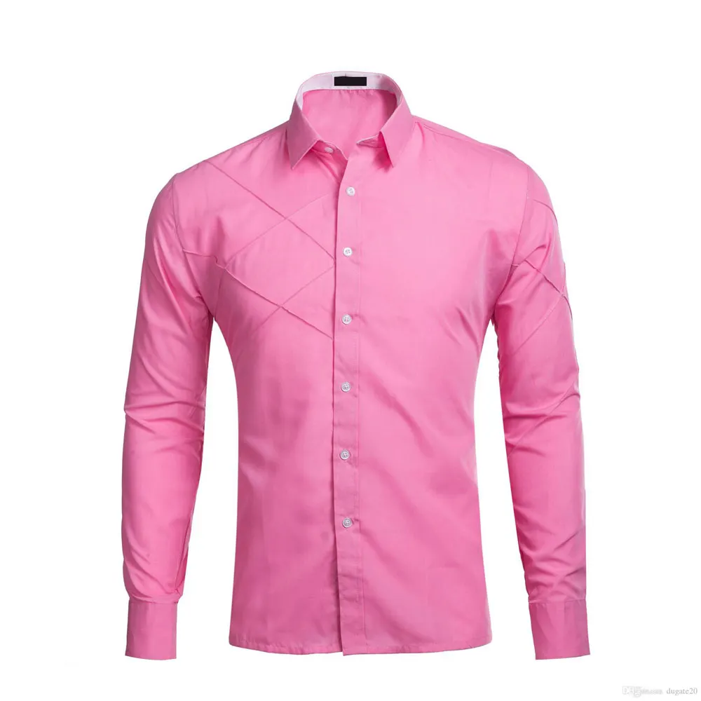 Men Dress Shirts Pink Color Made of Cotton Men Fashion Dress Shirt For Sale