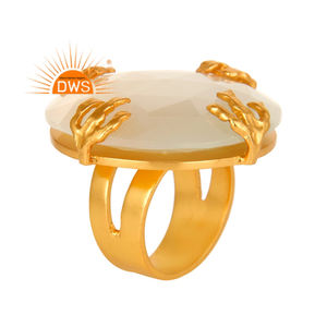 Bague fendue en pierre de lune blanche naturelle, fabrication de bijoux, nouveau Design, fait à la main - Product Image 1