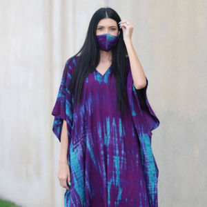 Caftán de algodón con tinte de corbata largo para mujer, ropa India de manga larga con escote en v, estilo bohemio, venta al por mayor - Product Image 1