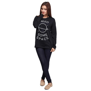 Camiseta negra cómoda de manga corta para mujer, algodón transpirable hecho a medida, Color personalizado, respetuoso con el medio ambiente, secado rápido al aire libre - Product Image 6