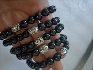 Pulsera de Turmalina Negra Natural con Amuleto de Buda, Pulsera de Cuentas de Cristal Hecha a Mano de 8 mm, Protección, Joyería Reiki, Regalo - Product Image 5