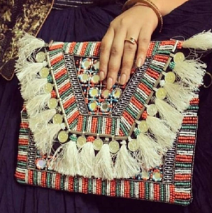 KAMARVY Traditional Banjara Hand Beaded Coin Work Cotton Fabric Women Clutch Purse - Product Image 1