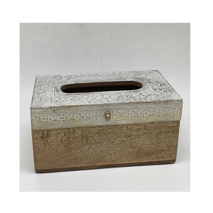 Boîte à serviettes de travail islamique en bois au design unique Boîte à papier de soie de forme rectangulaire faite à la main pour le bureau - Product Image 1