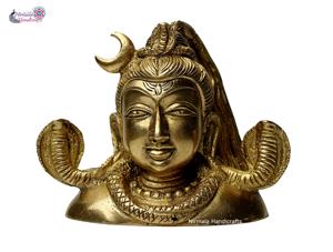 Nirmala Handicrafts - Estatua de Cabeza de Shiva en Latón, Hecha a Mano, Ídolo del Dios Hindú, Adorno Decorativo para el Tablero del Automóvil, Regalo Religioso - Product Image 2