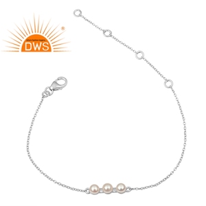 925 <b>Sterling</b> Solid <b>Silver</b> Jewelry Indian Wholesaler Handmade Designer <b>Bracelet</b> Pearl Jewelry for <b>Women</b> Gift for Her - Product Image 1
