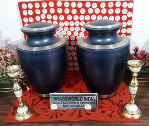 Urna Funeraria de Aluminio Azul Estilo Americano para Adultos de Brassworld India, Artículos Funerarios Premium - Product Image 3