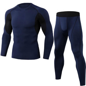 <b>Men's</b> Sports Tight Elastic <b>Compression</b> Gym Trousers and <b>Shirts</b> Set Quick Dry Lightweight Polyester/Nylon - Product Image 1