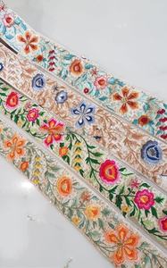 Máquina personalizada Cutwork Cordones anchos Amplia gama Floral Étnico Cintas indias Varios tamaños Colores Bordado Algodón Organza - Product Image 6