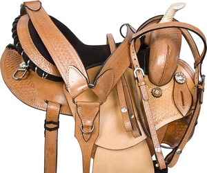 Tan Lederen Western Barrel Race Paard Trail Zadel Set Zacht Suède Stoel Plastic Top Tack Hout Headstall <span class=keywords><strong>3</strong></span>-delig Duurzaam - Product Image 2