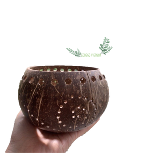 Soporte de luz de té con carcasa de Coco para decoración, candelabro con Logo láser grabado, hecho en Vietnam - Product Image 1