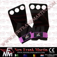NFM Gants d'entraînement de fitness à trois doigts avec logo personnalisé en cuir de vachette véritable, haltérophilie, Crossfit WOD paume, protection des mains