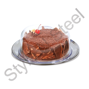 ถาดเค้กทรงกลมพร้อมฝาอะคริลิคสแตนเลสของตกแต่งบ้านงานหัตถกรรมทำมือถาดเค้กผลไม้พร้อมจานผลไม้ - Product Image 1