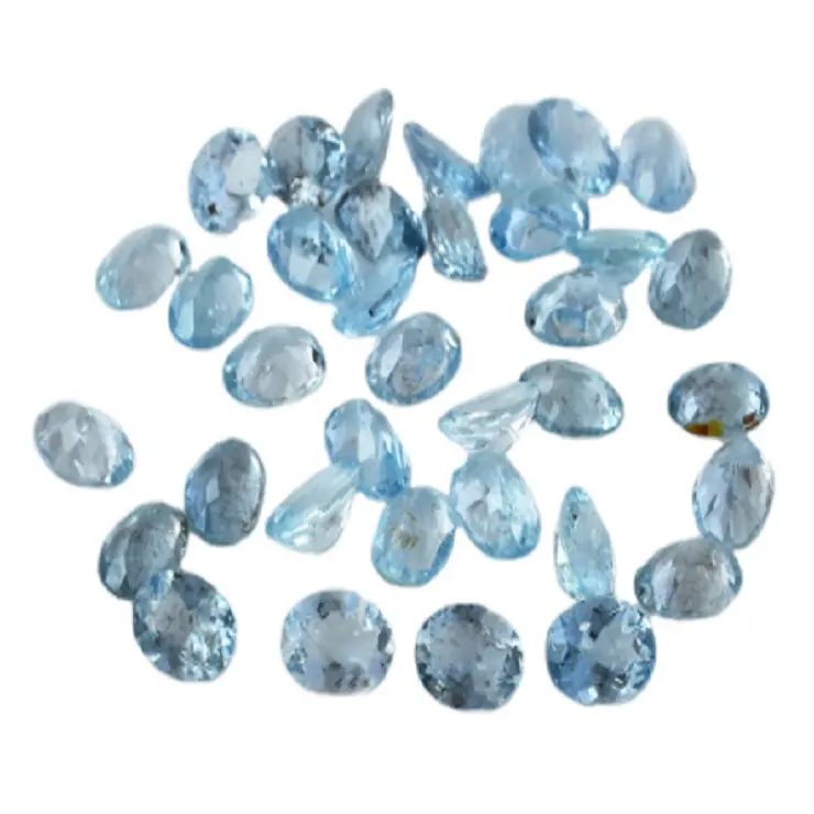Penjualan laris batu permata longgar kualitas tinggi aquamarine alami bentuk oval potongan 5x7mm grosir batu permata longgar