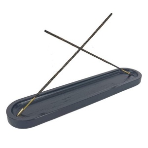 Porte-bâton d'encens en métal massif avec attrape-cendres Accessoires de parfum rétro et élégants Brûleur d'encens en cuivre - Product Image 1