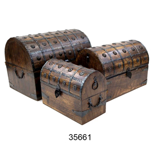 Coffrets au trésor de pirate en bois / Boîtes cadeaux personnalisées, créatives, en bois, coffre au trésor de pirate personnalisé - Product Image 2