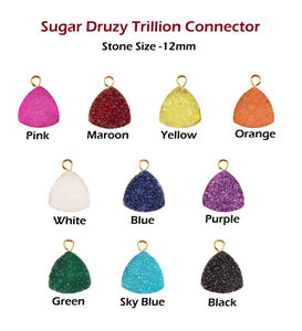 Suministro al por mayor a granel azúcar amarillo Natural Druzy FORMA DE trillón DIY conector de fianza individual conector colgante chapado en oro - Product Image 2