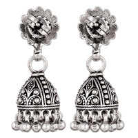 Pendientes Colgantes Jhumka Étnicos Tradicionales Hechos a Mano en Plata de Ley 92.5 para Mujer, para Bodas y Fiestas NSJ-621/44960