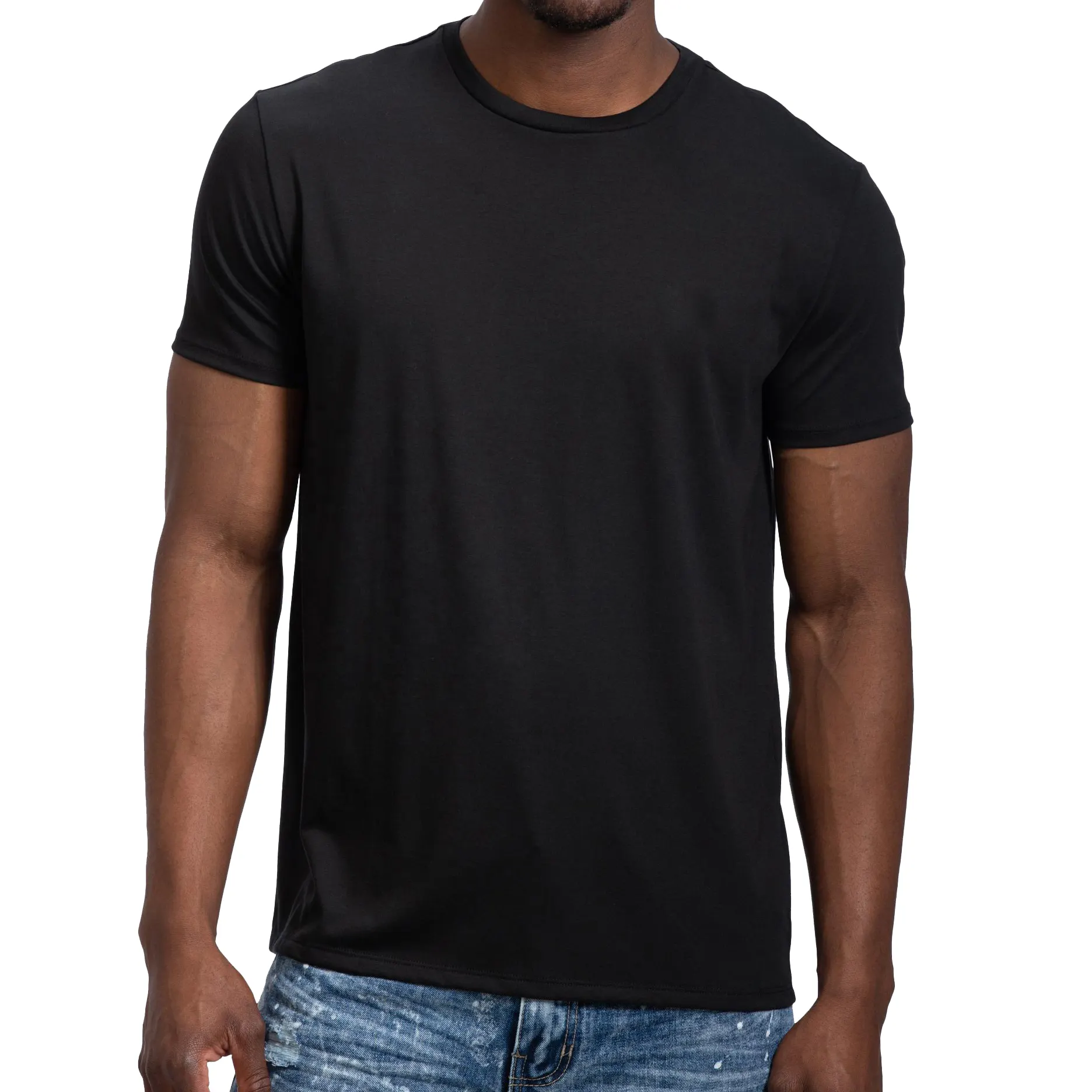 Wholesale Price Custom Logo Print 100% Pure Cotton Plus Size White Black Blank Plain Unisex Absorption Anti-Pulling T Shirt