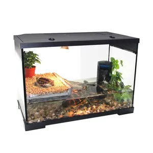 Tamaño personalizado de vidrio de lujo doble capa reptil tanque de peces de acuario tanque con filtro