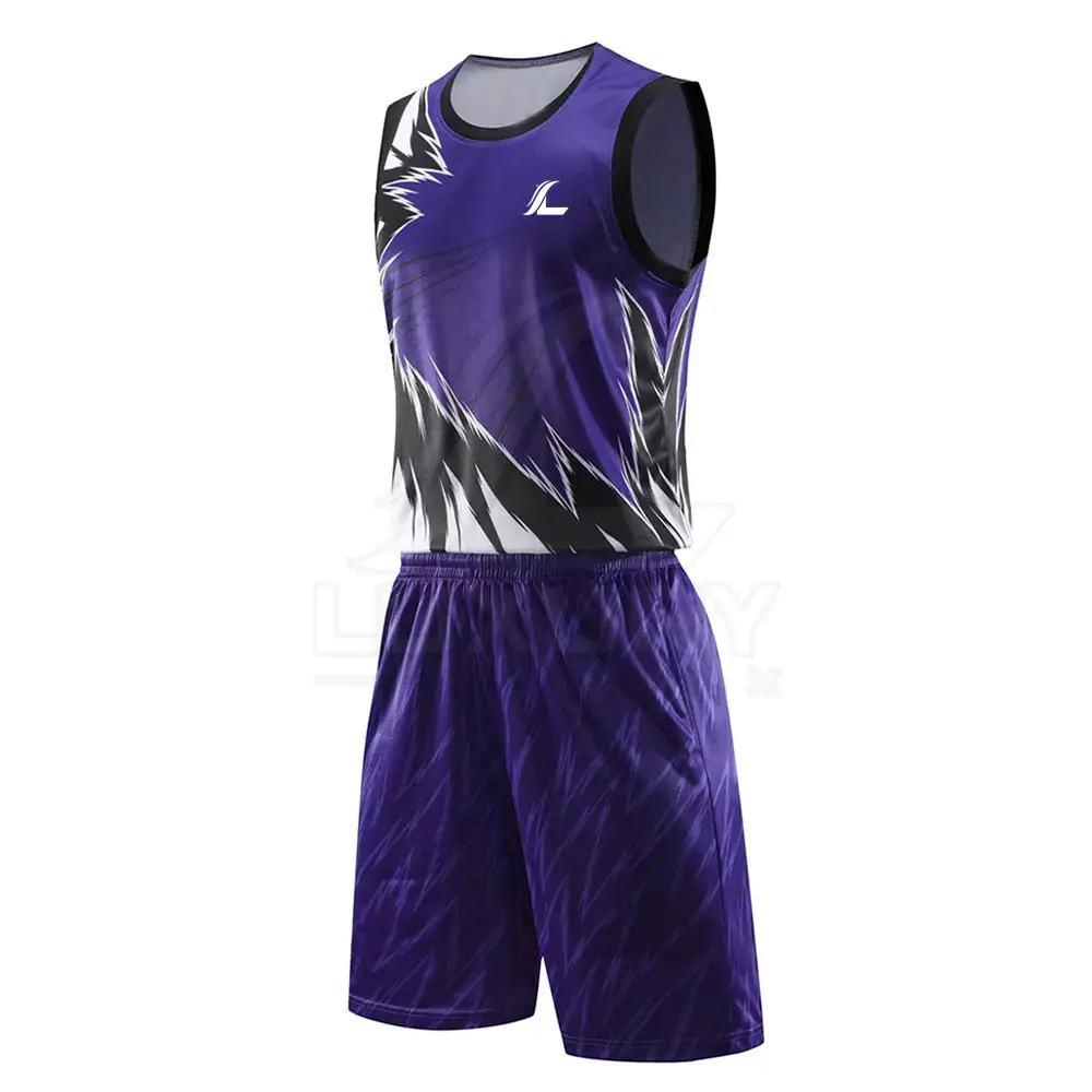 Purple Color Sublimation Printed Basketball Uniforms Adult Printed Basketball Uniforms
