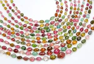 ลูกปัดหินธรรมชาติขนาด8นิ้วทรงรีทัวร์มาลีนหลายแบบ - Product Image 4