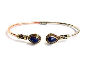 Pulsera de piedra lapislázuli de 5x8mm, brazalete con dos piedras, regalo de Navidad - Product Image 4