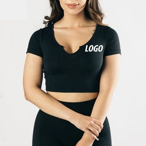 T-shirts classiques décontractés pour femmes 2026 – Chemises d'entraînement sur mesure pour femmes, coupe ajustée, manches courtes, col rond en jersey tissé - Product Image 6