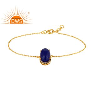 Conjunto de pulsera de Aventurina circón azul y blanco, joyería, nuevo diseño, chapado en oro amarillo, proveedor de joyería de plata de ley - Product Image 2