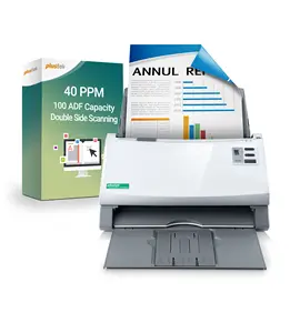 Plustek smartofice PS3140U高速双工文档扫描仪，带100页文档进纸器，40ppm快速批量扫描，PC & Mac