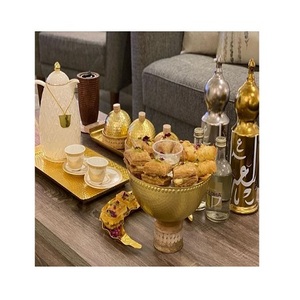 Plateau à dattes en laiton couleur or, nouveau design, taille personnalisée, plateau de service pour thé et café au prix le plus bas - Product Image 4